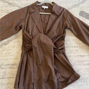 L’academie Brown Shirt Mini Dress